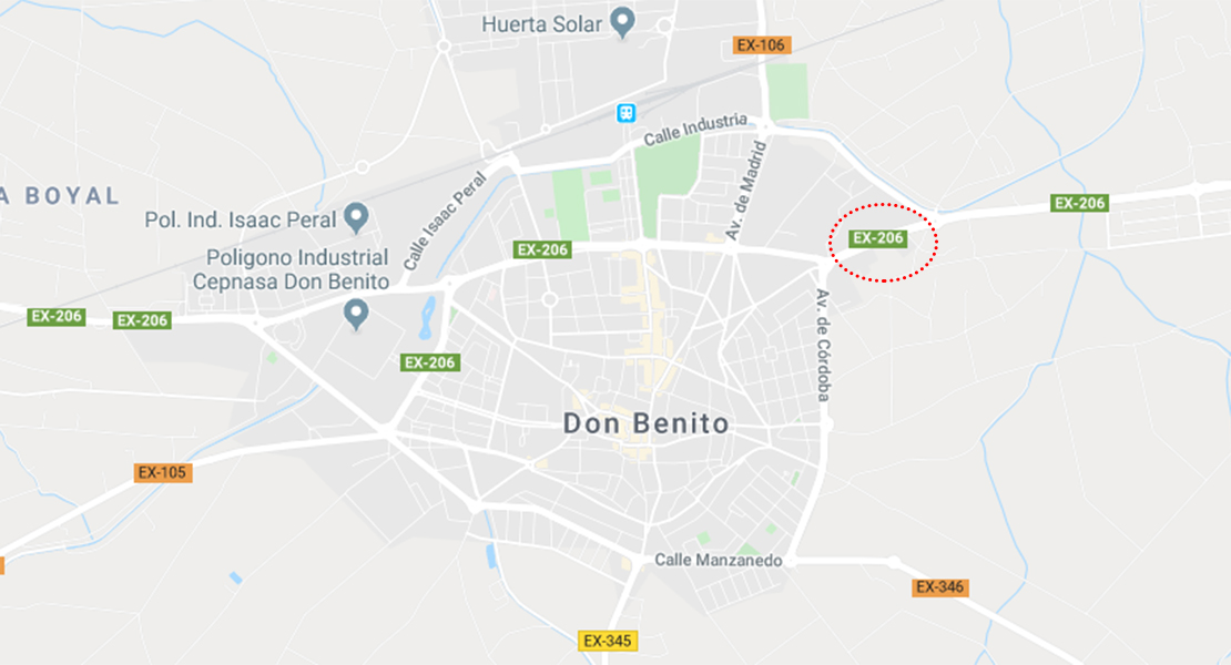 Accidente entre dos turismos con atrapado en la EX-206
