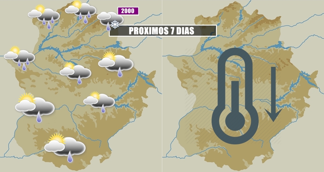 Por fin lloverá varios días seguidos sobre Extremadura