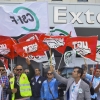 Concentración de los trabajadores de Tenorio frente al Universitario de Badajoz