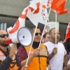 Concentración de los trabajadores de Tenorio frente al Universitario de Badajoz