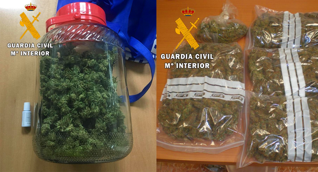 Paran a dos coches cargados de marihuana y detienen a dos varones en la provincia de Cáceres