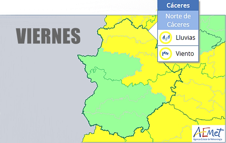 Amplían los avisos por lluvia y viento a más comarcas extremeñas