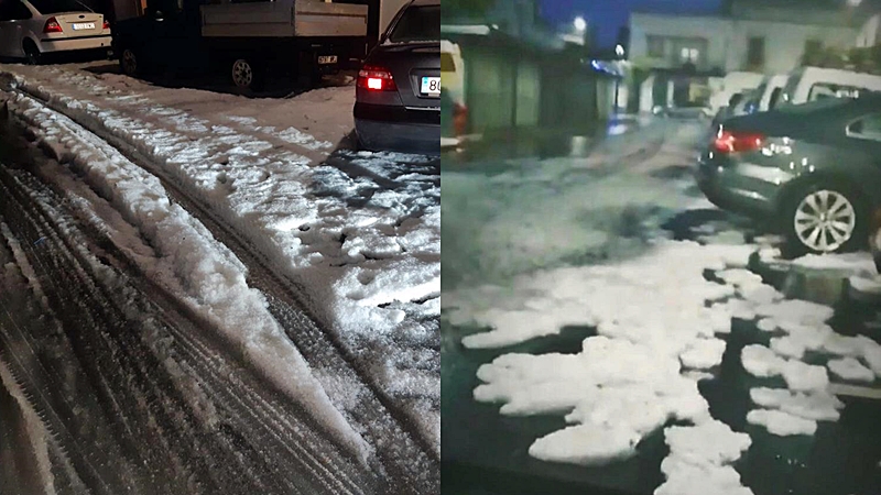 Una espectacular granizada sorprende a los vecinos de Olivenza