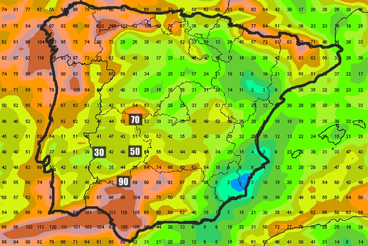 La próxima semana podría ser generosa en lluvias en Extremadura