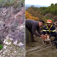 Espectacular rescate de un perro en la Mina La Jayona (Badajoz)