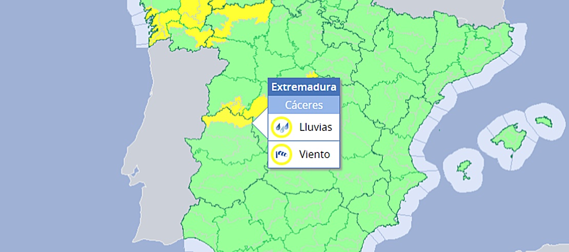 El norte extremeño en alerta por viento y Lluvia