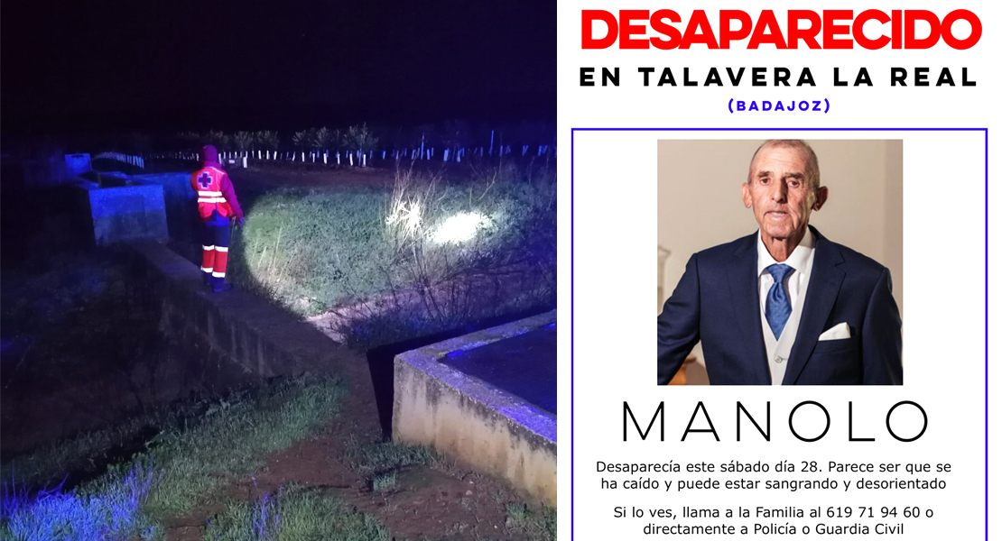 Intensa búsqueda para localizar a un vecino desaparecido en Talavera la Real (Badajoz)