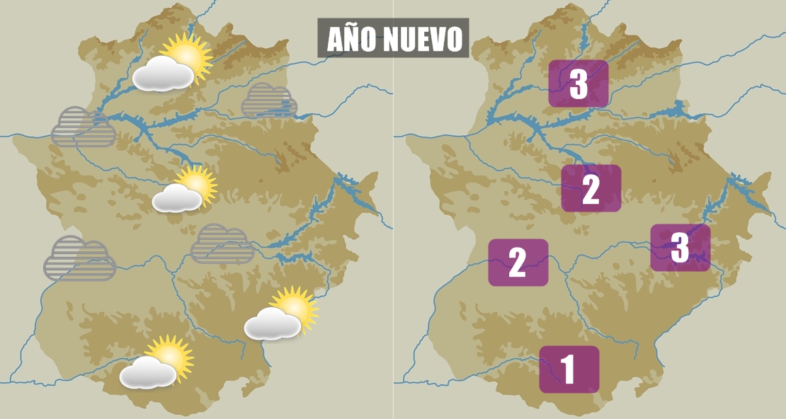 Temperaturas mínimas bajas para el Año Nuevo en Extremadura