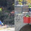 Operarios realizan labores de deforestación en el Puente Viejo de Badajoz