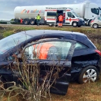 Accidente de tráfico en la A-66 a la altura de Almendralejo