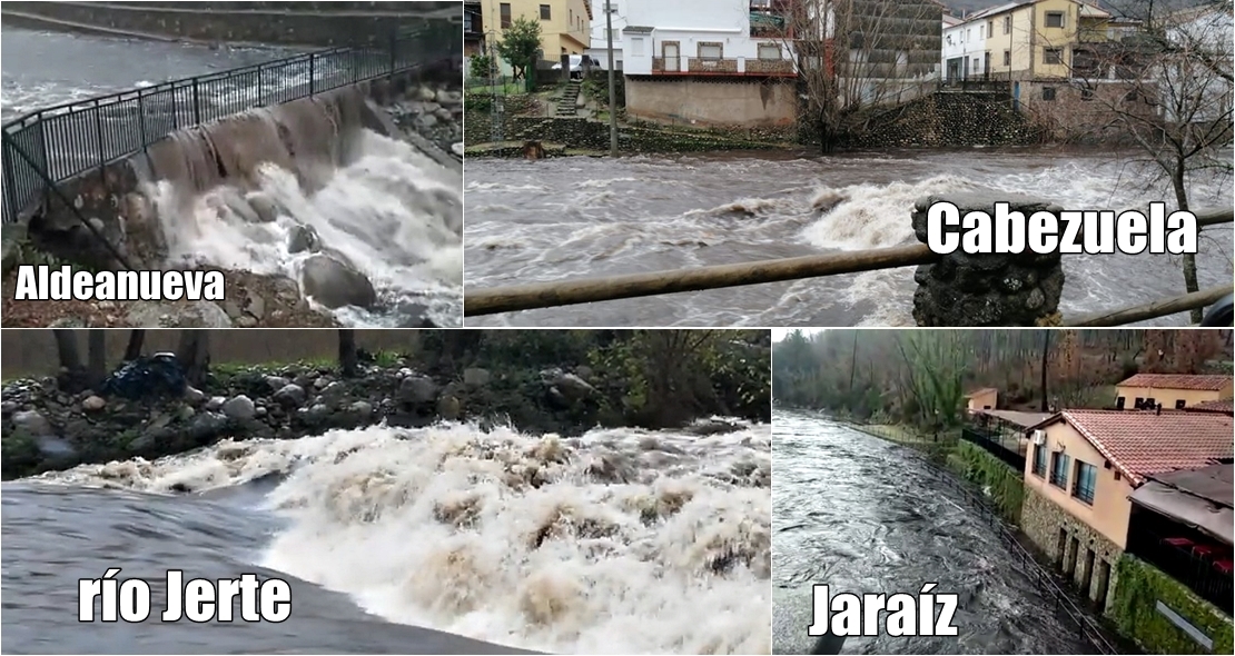 Algunos ríos del norte extremeño comienzan a desbordarse