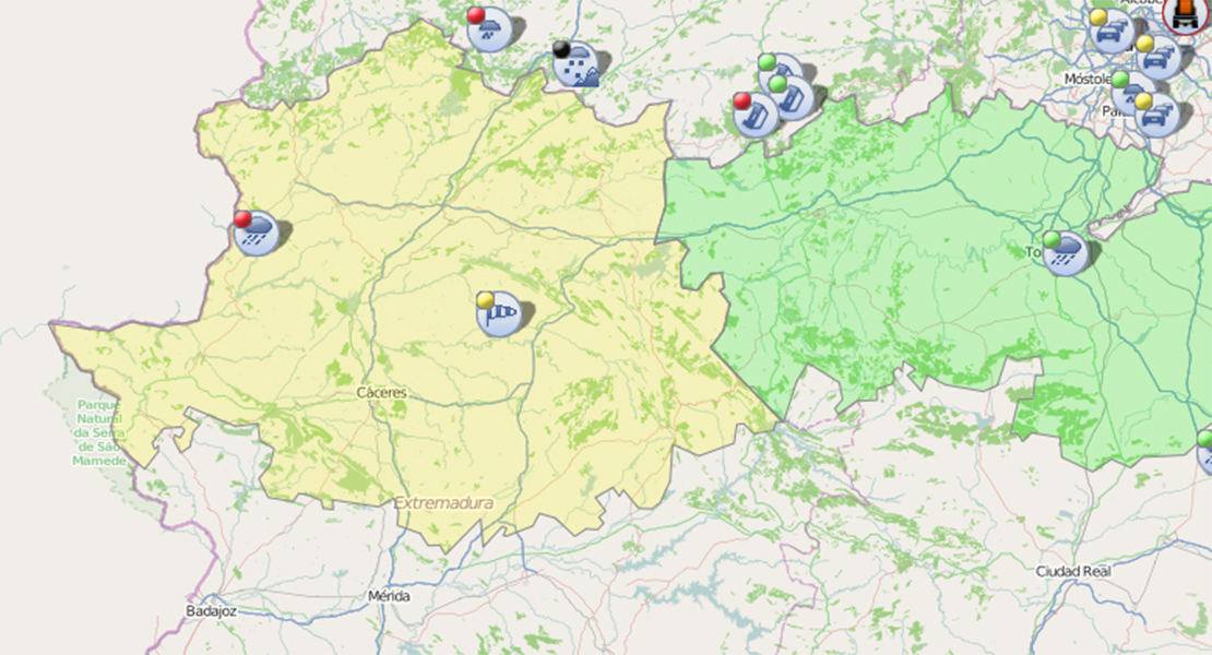 Corte total en una carretera cacereña a causa del temporal