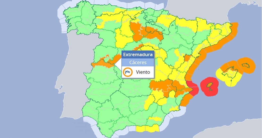 Alerta naranja por vientos de 100 km/h en el norte extremeño