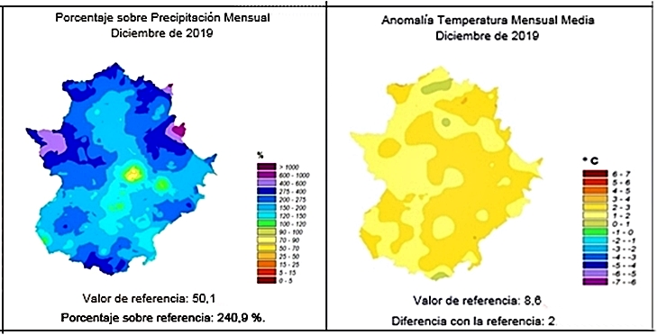 Diciembre fue húmedo y muy cálido en Extremadura