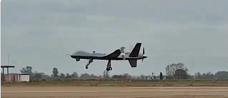 El dron Predator B levanta el vuelo en la Base Aérea de Talavera