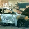 GALERÍA - Así ha quedado el coche calcinado en San Roque (Badajoz)