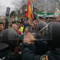 Momentos de tensión entre agricultores y antidisturbios en Agroexpo