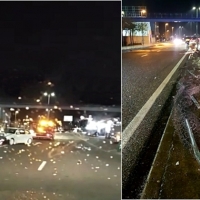 Un vehículo se lleva por delante 20 metros de valla en la BA-20