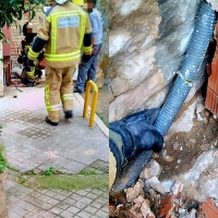 Vecinos de la Avenida de Colón alertados por un corte en una tubería de gas