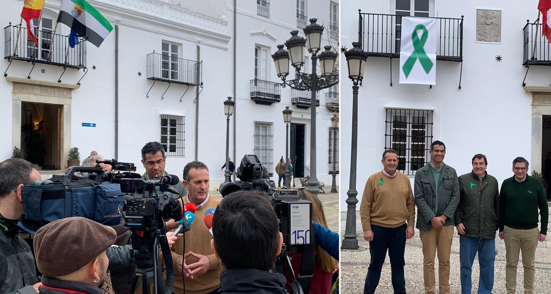 Lazos verdes en apoyo del mundo agroganadero extremeño