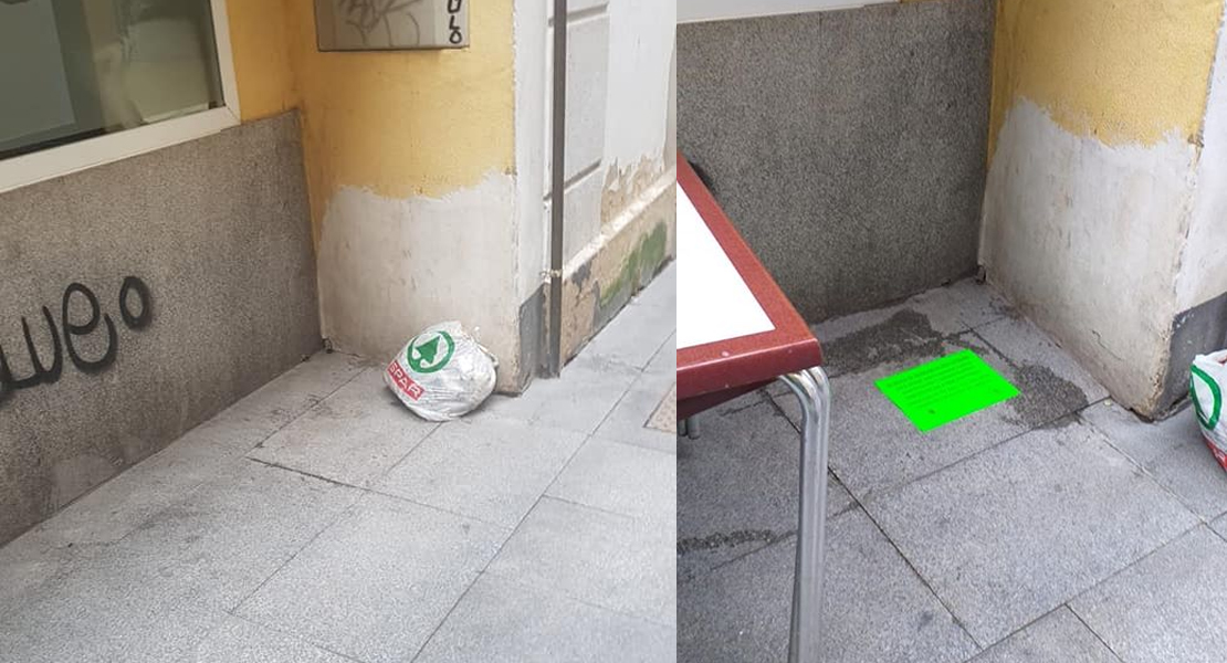 Pegatinas para advertir que se han llevado tu basura en Badajoz