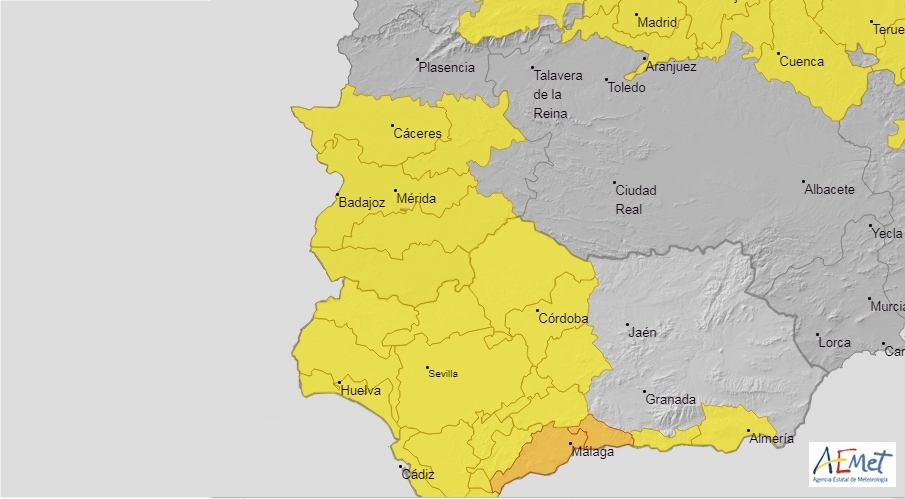 Avisos por fuertes lluvias este martes en casi toda Extremadura