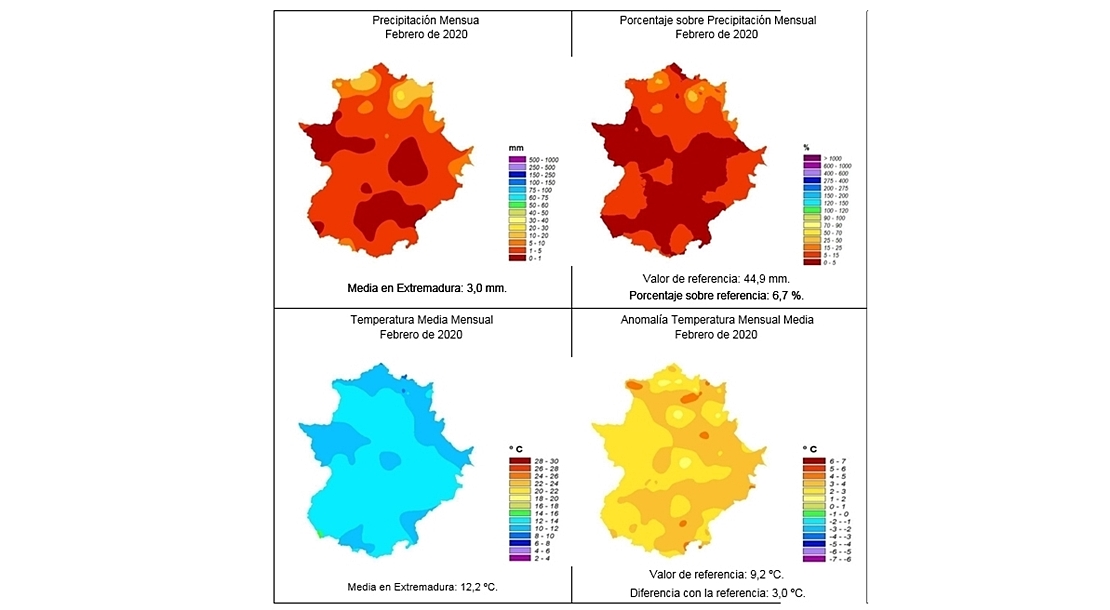 AEMET: Febrero en Extremadura fue muy seco y extremadamente cálido