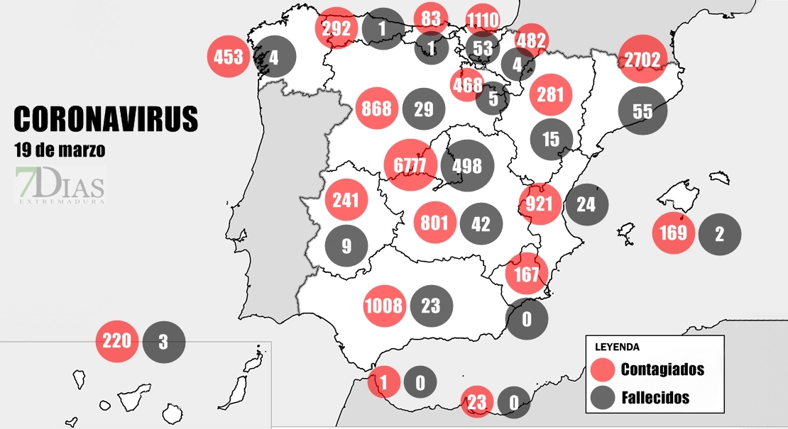 El mapa del Coronavirus a 19 de marzo