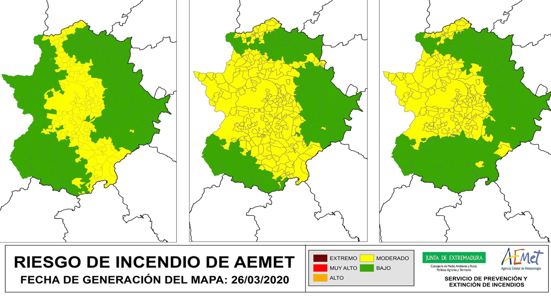 Numerosas localidades extremeñas en riesgo de incendio