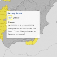Amplían la alerta amarilla por fuertes lluvias a casi toda Extremadura