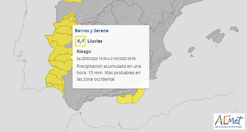 Amplían la alerta amarilla a casi toda Extremadura