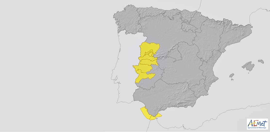 Aviso por tormentas y granizo en la mitad oeste de Extremadura