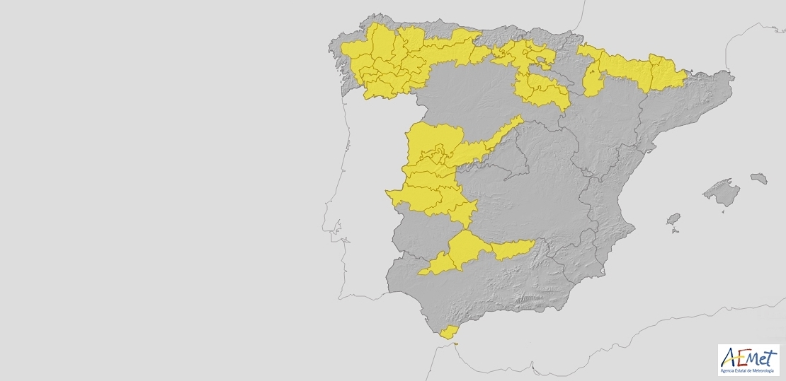 El 112 activa la alerta amarilla en la provincia de Cáceres y La Siberia por tormentas