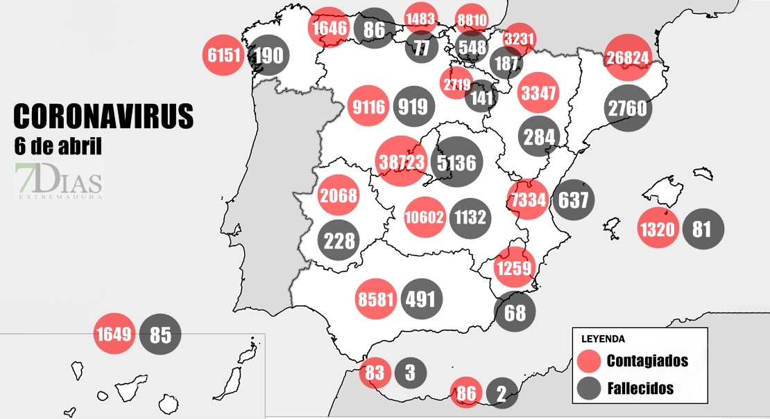 El mapa del Coronavirus a 6 de abril