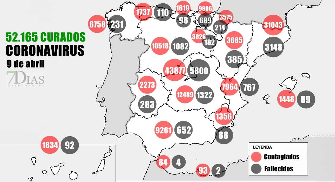 El mapa del Coronavirus a 9 de abril