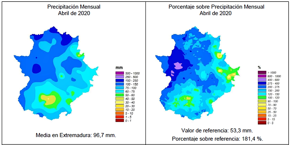 AEMET: Abril fue un mes muy húmedo y térmicamente normal en Extremadura