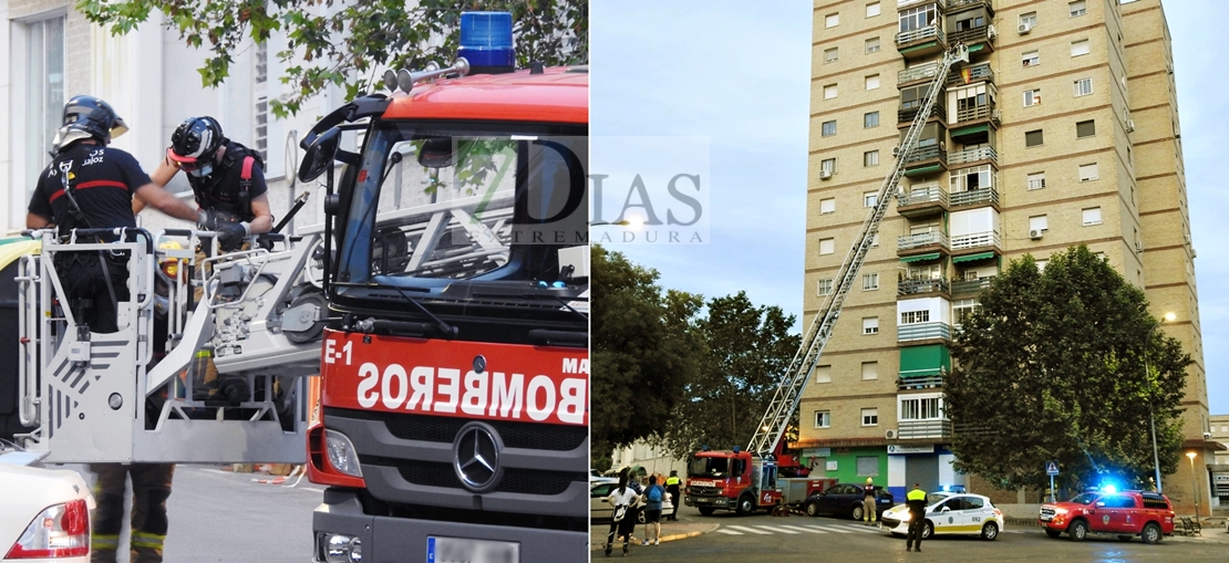 Los Bomberos aseguran una cornisa en un edificio de 12 plantas en San Fernando