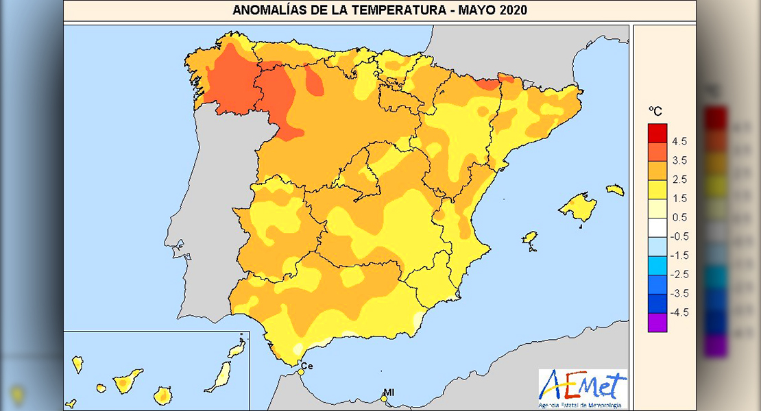 El mes de mayo de 2020 ha sido el más cálido desde 1965