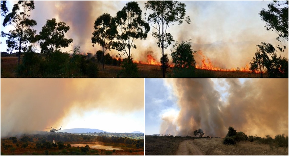 Luchan para extinguir un incendio en Portugal que amenaza a suelo extremeño