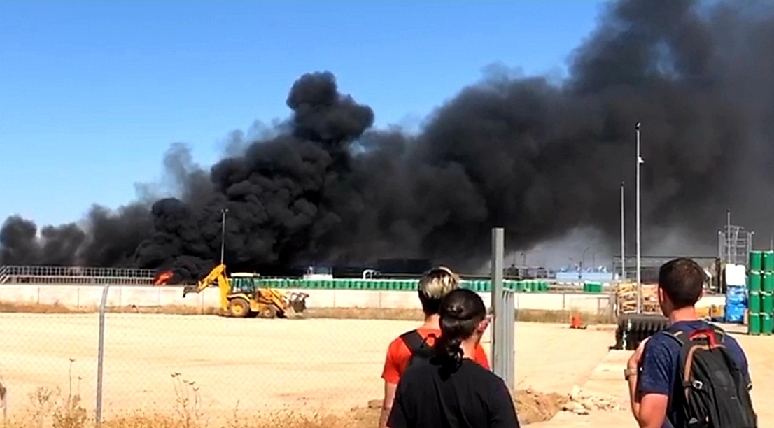 Incendio en la fábrica de tomates Transa de Villanueva de la Serena