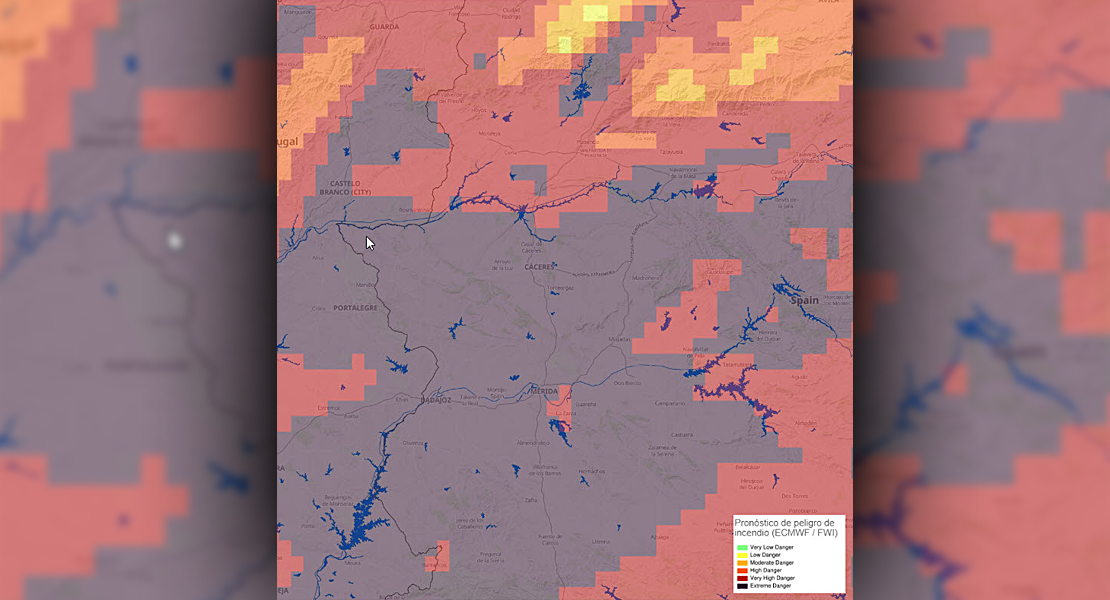 Riesgo de incendio extremo en varias zonas de Extremadura