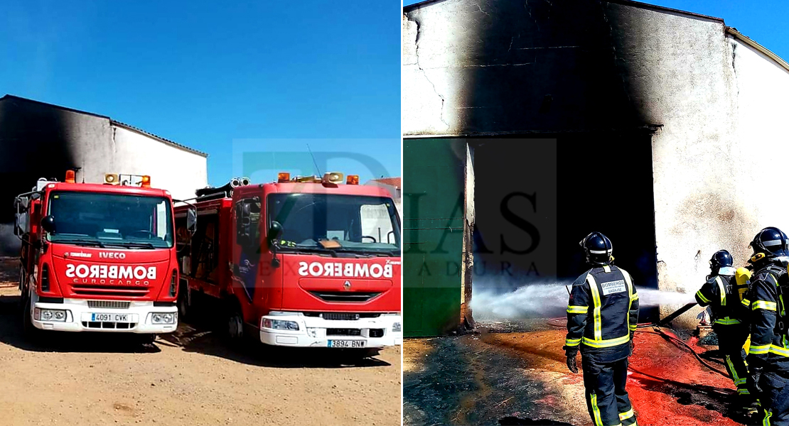 El gasoil de una nave descontrola las llamas en un incendio en Berlanga (Badajoz)