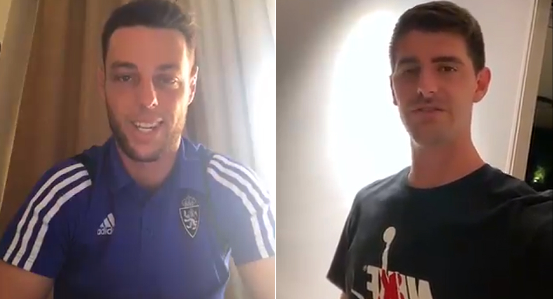 Thibaut Courtois y Burgui se acuerdan del CD. Badajoz horas antes del playoff de ascenso