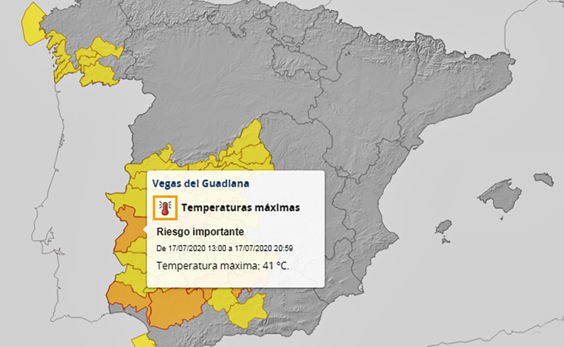 Alerta naranja por altas temperaturas en algunas zonas de Extremadura