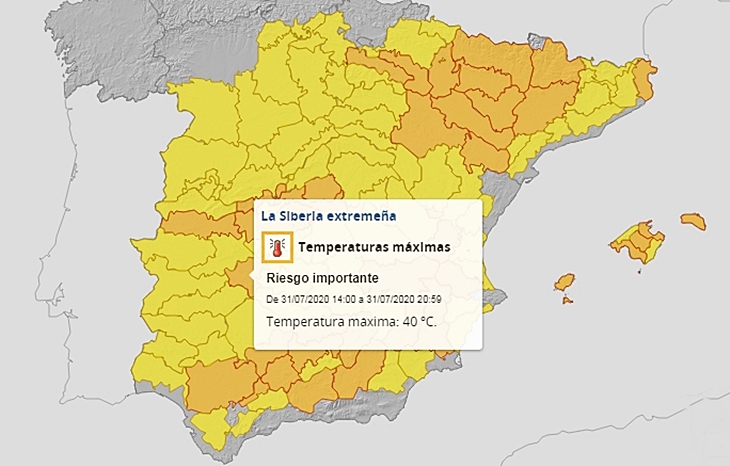 Nuevas alertas en Extremadura por altas temperaturas el viernes