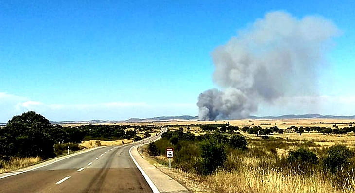 Incendio forestal cercano a la capital cacereña