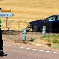 Accidente de tráfico en la N-432 a la entrada de la Urbanización Campofrío (Badajoz)