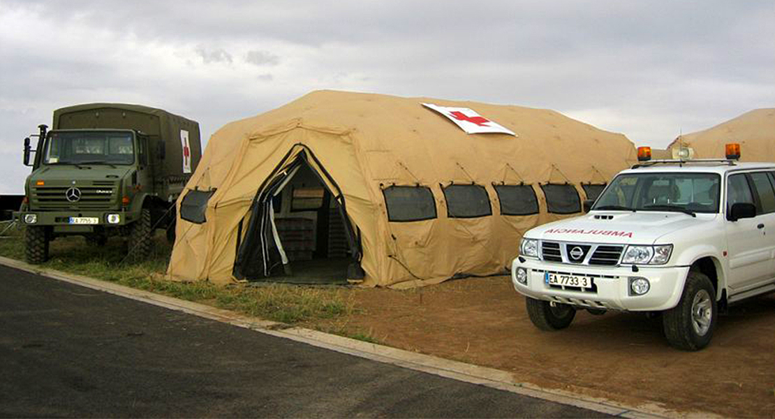El Ejército instala módulos de hospitalización temporal en un hospital de Zaragoza