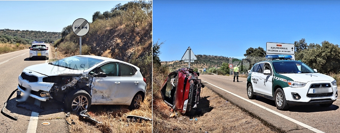 Dos heridos en una fuerte colisión en la carretera EX-110