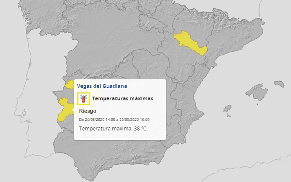 Avisos por altas temperaturas este martes en Extremadura